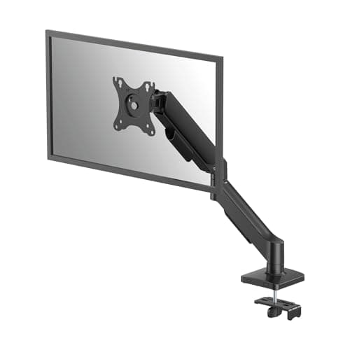 Image of Fellowes Everyday Plus Single Gas Spring Monitor Arm – Fits 32" Screens 2–9kg, Tool-Free Height Adjust, Tilt, Swivel, Rotate, VESA 75/100, Clamp/Grommet Mount, Cable Management
