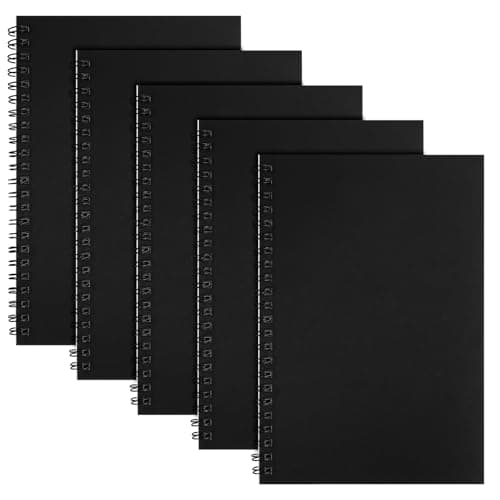 Image of Yafe 5 Packs Spiral Notebook A5, 120 Pages 60 Sheets Kraft Cover Wirebound Notebooks Bulk Journals, 8.3 * 5.5 inch Lined Notebook for Business Office School Travel