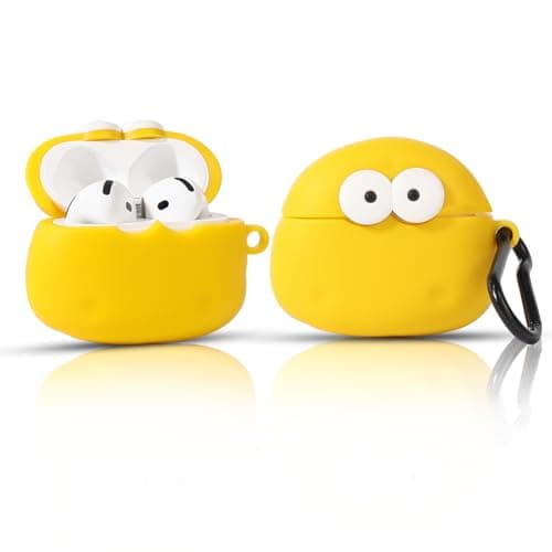 Image of Cute Case for AirPods 4th Generation, for AirPods 4 Wireless Earbuds, XMBYGY Silicone Cartoon Charging Case Shockproof Protective Headphones Cover with Carabiner for Man Woman Teen