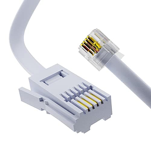 Image of ASNQ BT Telephone to RJ11 Cable Long 2m - BT cable 4 Pin Wire 6P4C ADSL Modem Phone Plug Male Broadband Cable, Extension Lead for Landline, Modem, Fax, Dial-up White
