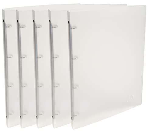 Image of Exacompta - Ref. 51160E - Set of 5 flexible translucent PP Chromaline binders - 4 round rings, diameter 15mm - Spine 20mm - External dimensions: 32x25 cm - Format to file A4 - Colour: colorless