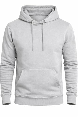 Image of The Fancy Dress Hoodies for Men & Women UK - Unisex Plain Pullover Hooded Sweatshirt long Sleeve Inside Fleece Hoodie Top For Gym Work Running, (Grey Melange - Small)
