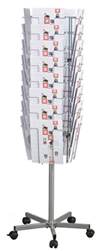 Image of TWINCO A4 32 Compartment Floor Standing Mobile Literature Holder, Silver