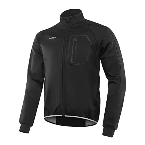 Image of BERGRISAR Men's Waterproof Thermal Cycling Jacket - Windproof Breathable Winter Bike Windbreaker with 4 Pockets BG011 Black Size X-Large
