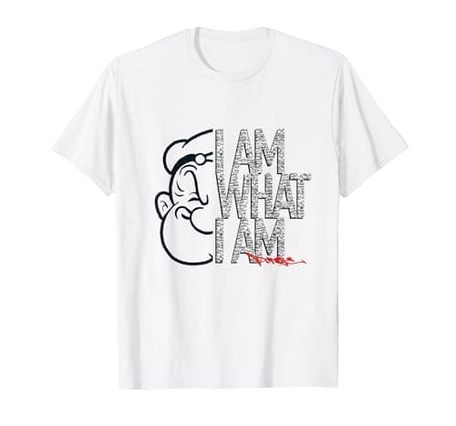 Image of Popeye I AM What I AM Signature Phrase T-Shirt, Men, White, XX-Large