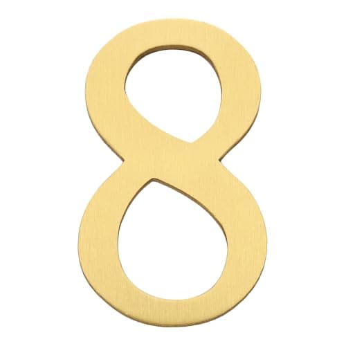 Image of sourcing map House Numbers for Outside, 2.8 Inch Solid Brass House, Self Adhesive Mailbox Numbers, Metal Address Numbers for Door, Apartment, Office,Brushed Finish, Easy to Stick(Number 8)
