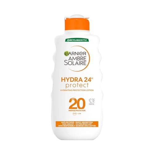 Image of Garnier Ambre Solaire Ultra-Hydrating Shea Butter Sun Protection Cream SPF20, Hydrating Medium Sun Protection Lotion SPF20 200 ml