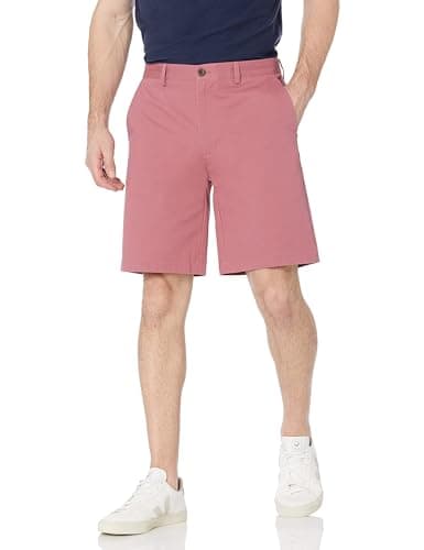 Image of Amazon Essentials Men's Classic Fit 9" (23cm) Pocketed Chino Shorts, Pink, 42W