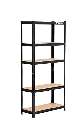 Image of Rhino Racking - 5 Tier Heavy-Duty Garage Shelving Unit - Black Storage Shelves - 150x75x30cm - 200kg Load Weight Per Shelf - 1000kg Per Unit - Shed Shelving