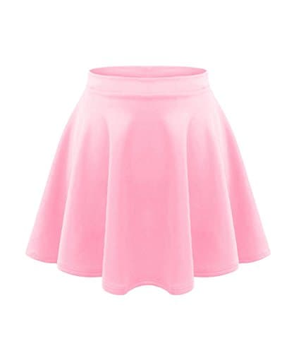 Image of Hamishkane® Kids Girls Skater Mini Skirt, Plain Lightweight Flared Short Skirts, Elasticated Stretch High Waisted Skater Skirt, School & Party Skort for Girls Size 3-13 Years Baby Pink