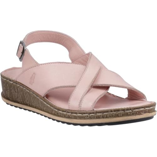 Image of Hush Puppies Female Elena Cross Over Wedge Sandal, Blush, 4