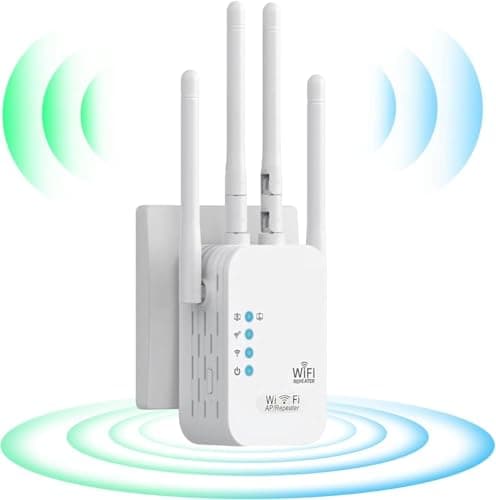 Image of WiFi Booster Range Extender 1200Mbps, WiFi Signal Amplifier Dual Band 5GHz & 2.4GHz, 4 Antennas WIFI Signal Booster Repeater with Ethernet Port, Wireless Internet Booster/Hotspot with Wider Coverage