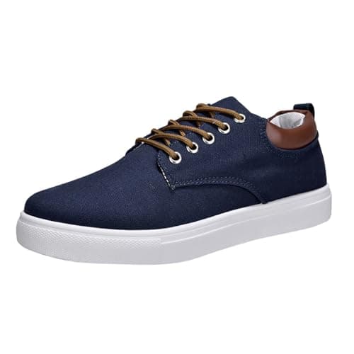 Image of 2026 Shoes Men's Low Top Canvas Hiking Shoes Lace-up Shoes Fashion Casual Shoes, blue, 9.5 UK