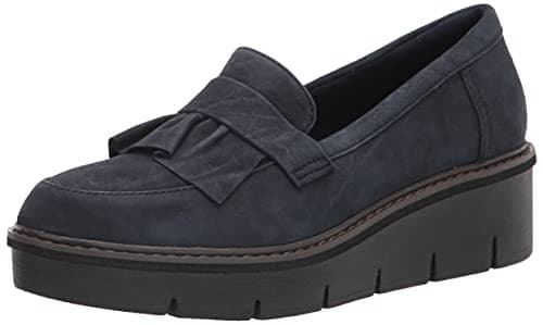 Image of Clarks Women's Airabell Slip Loafer, Navy Suede, 5.5 UK