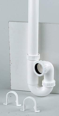 Image of FloPlast Washing Machine Waste Trap (Dia)40mm, Colour Description: White, Material: Plastic, Diameter 40mm, Weight 31g