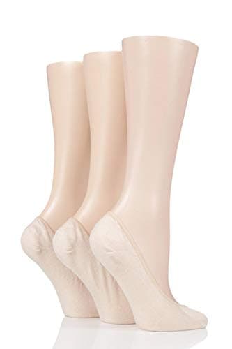 Image of SockShop Ladies Plain Bamboo Shoe Liners Pack of 3 Natural 4-8