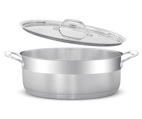 Image of Stainless Steel Saucepan Casserole with Steel Lid, Induction Compatiable, Oven Safe, Dishwaser Safe, Natural Non Stick,Toxin Chemcial Free Cookware, NO Coating (28 cm/6.1 L)