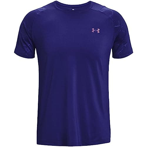 Image of Under Armour Ua Rush Emboss Ss 1376790-468 SM Men's Short-Sleeved Sonar Blue