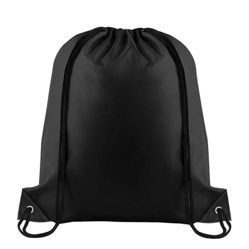 Image of Yoolly Drawstring Bags, PE Bags Drawstring Gym Bags String, Waterproof Sack for Mens Womens Kids, Drawstring Backpack for School, Sports, Travel, Swimming, Beach (Black)