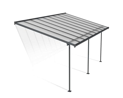 Image of Palram Canopia Sierra Patio Veranda 3x5.46 Garden Canopy - Aluminum Lean to Pergola (3X5.46, Grey)