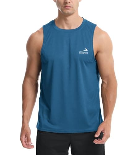Image of Men's Sleeveless Tank Top Running Gym Quick-Drying Vest Sports T-Shirt 01 Blue L