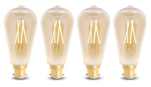 Image of 4lite WiZ Connected ST64 Amber White WiFi LED Smart Bulb - B22 Bayonet Cap, 4 Pack
