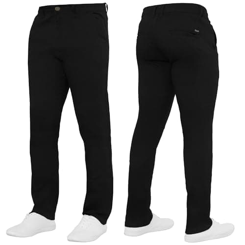 Image of 989Zé ENZO Mens Stretch Chino Slim Fit Leg Jeans Trousers Pants by Raw Denim EZ348 Black 30W / 32L