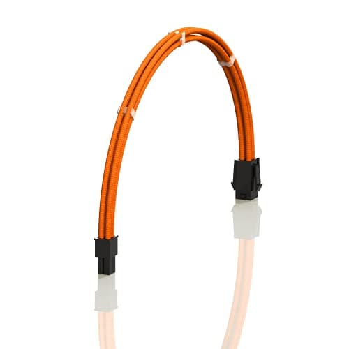 Image of LINKUP - AVA 50cm EPS 4 Pin CPU ATX Motherboard PSU Power Supply Braided Sleeved Custom Mod PC Extension Cable w/Combs | Strong & Stiff Design | Single Pack | 500mm - Orange