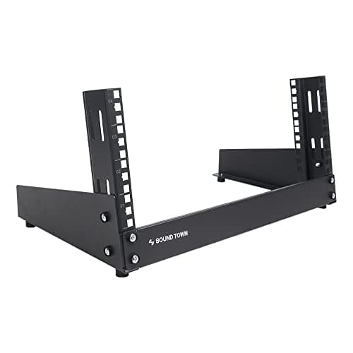 Image of Sound Town 4U 2-Post Desktop Open-Frame Rack, for Audio/Video, Network Switches, Routers, Patch Panels (ST2PF-4LW)