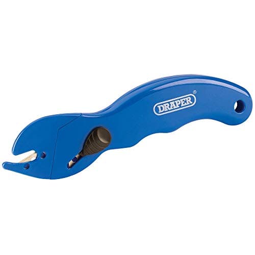 Image of Draper Packaging Cutter, Blue (Plastic, Alloy Steel Blade, Safety Style)