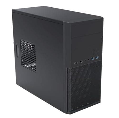 Image of Business Office Desktop PC Case, Micro ATX Tower Chassis, With 500W Power Supply, 1x 120mm Front Fan, 2x 5.25 Optical Bay, Black