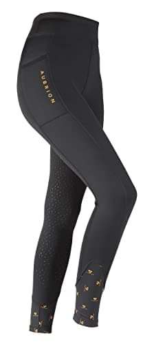 Image of Shires Aubrion Ladies Porter Winter Horse Riding Tights in Jet Black Medium, Jet Black