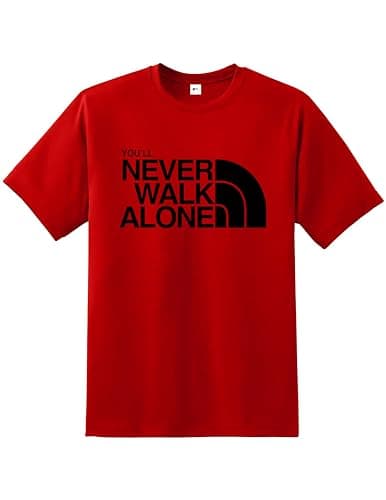Image of You’ll Never Walk Alone T-Shirt | Liverpool Fan Unisex Tee | Quality Printed Football Shirt for Men Women Kids | Regular Fit Short Sleeve 100% Cotton Top | Supporters Gift for Match Day & Birthdays
