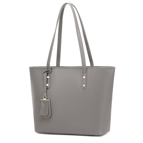 Image of MORGLOVE Women's Handbags Soft Faux Leather Large Tote Bags Large Capacity Ladies School Work Bags with Zip Grey