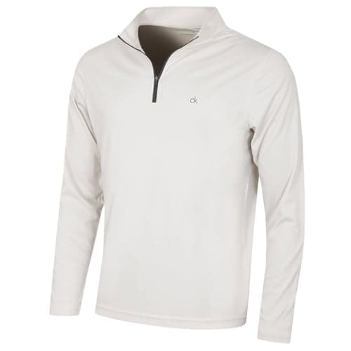Image of Calvin Klein Mens Harlem 1/4 Zip Sweater - Oat Meal - S