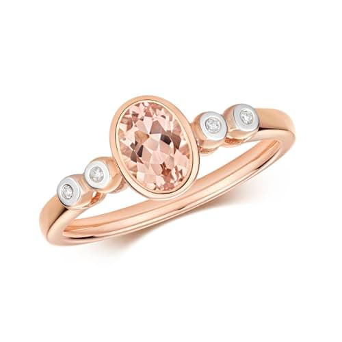 Image of EDS Jewels Beautiful 9ct Rose Gold Ladies Diamond Solitaire Ring Brilliant Cut H - PK with Morganite WJS40445RSK