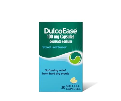 Image of DulcoEase 100 mg Docusate Sodium Capsules - Softening Constipation Relief - Pack of 30 Soft Gel Capsules - Stool Softening Laxative