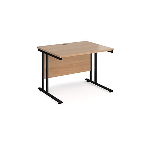 Image of Mr Office Maestro 25 straight desk 800mm deep - black legs, Beech, 1000