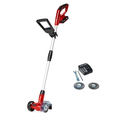 Image of Einhell Cordless Patio Cleaner With Battery and Charger 18V Power X-Change, Patio Cleaner, Adjustable Telescopic Long Handle, Replaceable Brushes (Nylon And Steel Included) GC-CC 18 Li