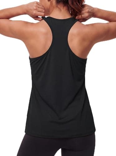 Image of MAGCOMSEN Gym Tops for Women UK Yoga Workout Vest Tops Atheletic Racerback Tank Sports UPF 80+ Sleeveless Top,Black,2XL