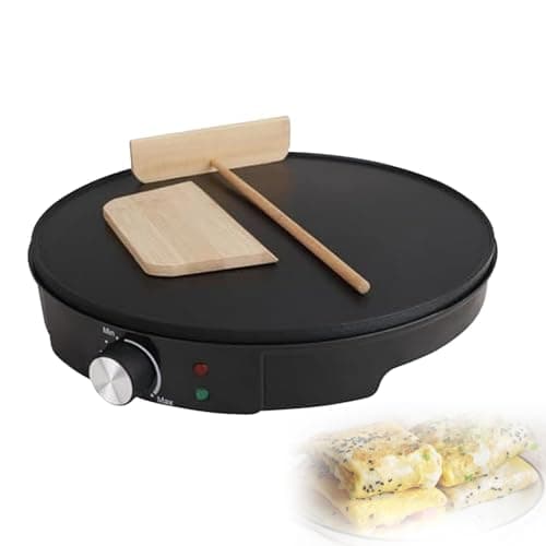 Image of Crepe Maker & Griddle – Non-Stick Electric Surface with Adjustable Temperature Control, Includes Batter Spreader & Spatula for Cooking Crepes, Pancakes & Eggs