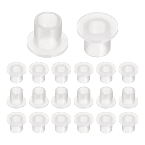 Image of sourcing map 20pcs Flanged Sleeve Bearings Plastic Bushings ID 8mm x OD 10.6mm x Length 12mm Nylon Bushings, White