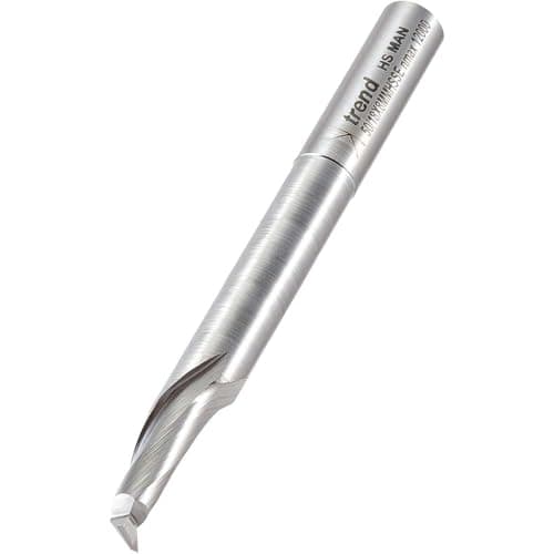 Image of Trend Professional Single Flute Helical Plunge Router Cutter Bit with Narrow Extended Neck, 8mm Shank, 8mm Cut Diameter & 14mm Cut Length, High Speed Steel, 50/18X8MMHSSE