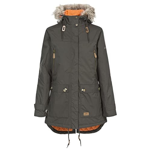 Image of Trespass Womens Parka Jacket Clea - Waterproof, Lightly Padded, Removable Hood Fur Trim, 2 Patch Pockets with Flaps, 2 Zip Pockets, Longer Length, Adjustable Hood