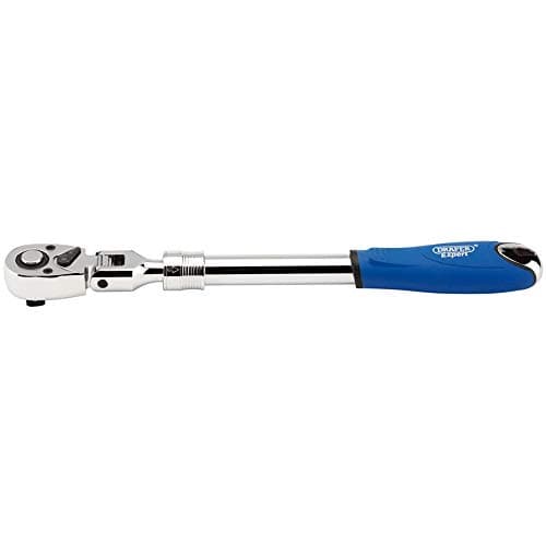 Image of Draper 26817 1/2-Inch Square Drive 72 Tooth Flexible Head Extending Reversible Ratchet, Blue