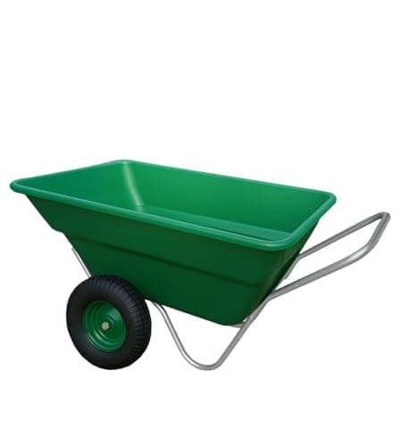Image of Equimed 300L Garden Wheelbarrow on offer marked fadded - Heavy Duty XL Trolley with Giant 300L Plastic Bucket, Puncture-Proof Large-Profile Wheels, Galvanised Tubular Frame, High Handle