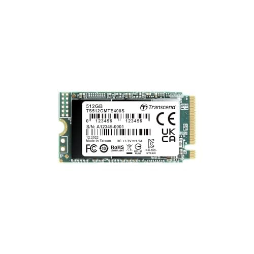 Image of Transcend MTE400S 512GB M.2 2242 NVMe PCIe Gen3 x4 SSD, Read/Write up to 2,000/900 MB/s with 3D NAND Flash TS512GMTE400S