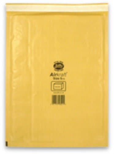 Image of Jiffy Airkraft Lightweight Postal Bag for Books Box of 50 - Size 5, Gold, 260 x 345mm