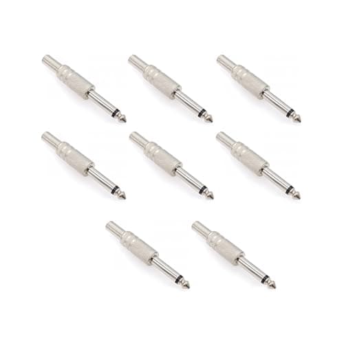 Image of JZK 8X Audio 1/4" TS Mono Plug, 6.35mm Male 1/4 inch Solder Jack Connector with Spring, TS Audio Plug for DJ Mixer, Speaker, Guitar, Microphone Cable
