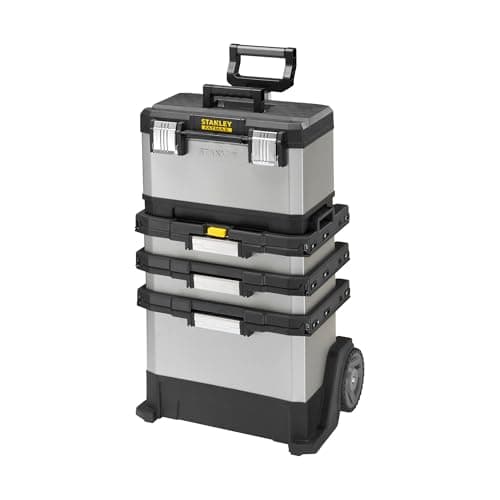 Image of STANLEY FATMAX Rolling Workshop, 4-in1 Units including Removable Toolbox, Telescopic Handle, Large Storage, Compact Mobile Workstation, 1-95-622